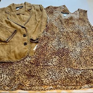 Alexis & Avery 3 Piece skirt set, Brown and cream Leopard print, Size 16 and XL